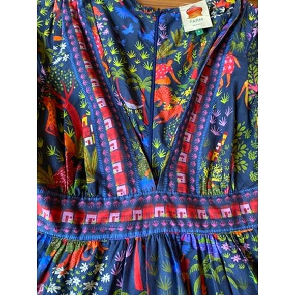 Farm Rio Maxi Dress Colorful Tropical Forest Print Boho Festival Size Small - Picture 3 of 16